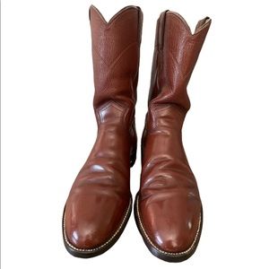 NWOT Justin Brown Leather Cowgirl Boots